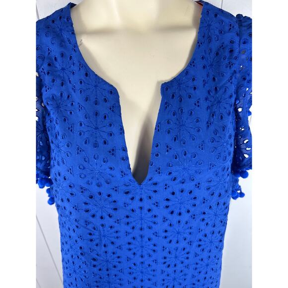 Lilly Pulitzer NWT Astara Dress Baha Blue Neon Sunburst Eyelet Size L - Picture 3 of 7